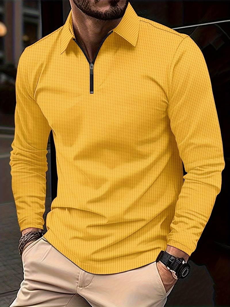 Chemise décontractée à manches longues, motif gaufré, col en V
