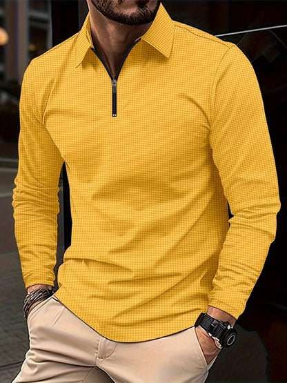Chemise décontractée à manches longues, motif gaufré, col en V