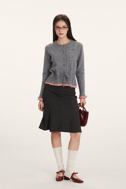Schlanke Strickjacke Modern Einsätze Look - IdealeKleiden