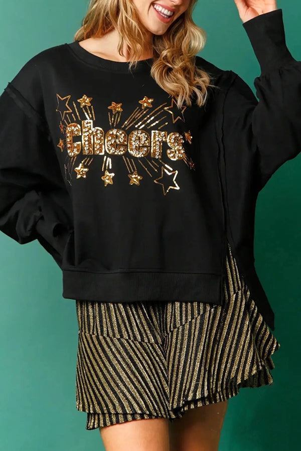 Weihnachten Sweatshirt Rundhals Glitzer Effekt - IdealeKleiden