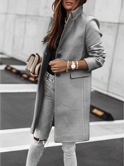 Manteau long élégant pour femme avec boutons, style classique