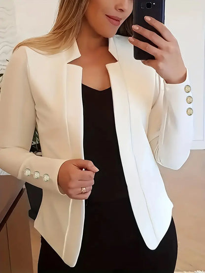 Blazer long à manches longues pour femmes, style ouvert, printemps