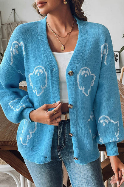Cardigan hanté avec boutons motif Halloween