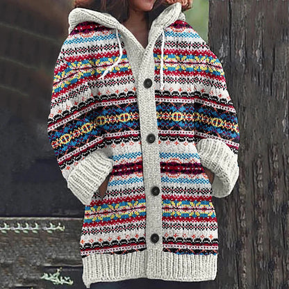 Modischer Strickpullover Damen mit Trend-Print - IdealeKleiden