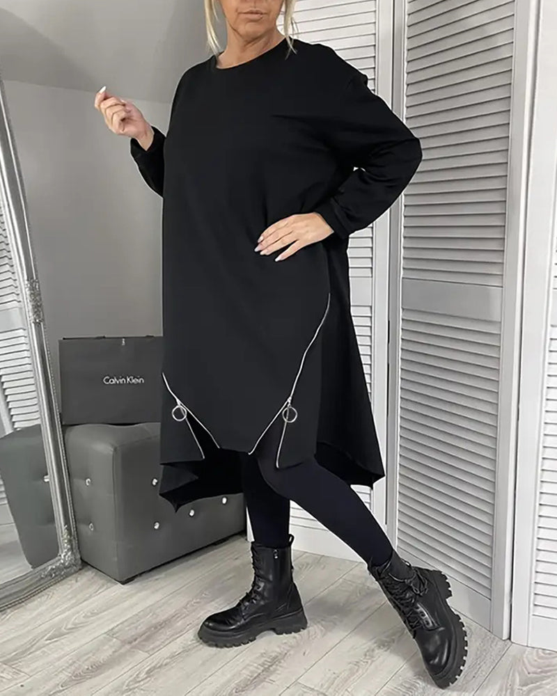 Robe Grande Taille Élégante Avec Fermeture Éclair