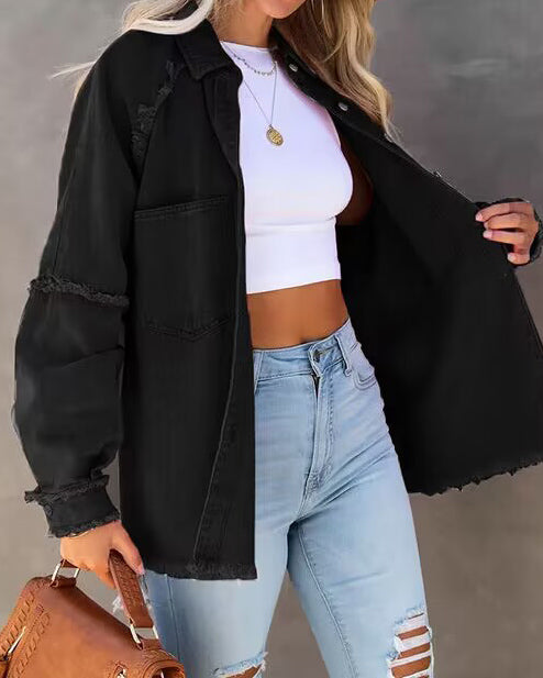 Veste en jean tendance style patchwork