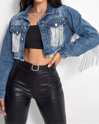 Veste en jean côtelée style tendance