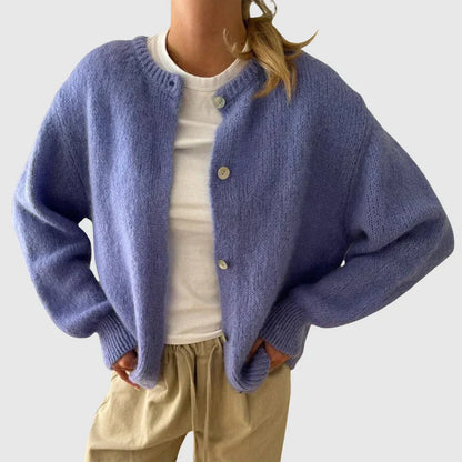 Cardigan col rond en cachemire pour femme avec boutons