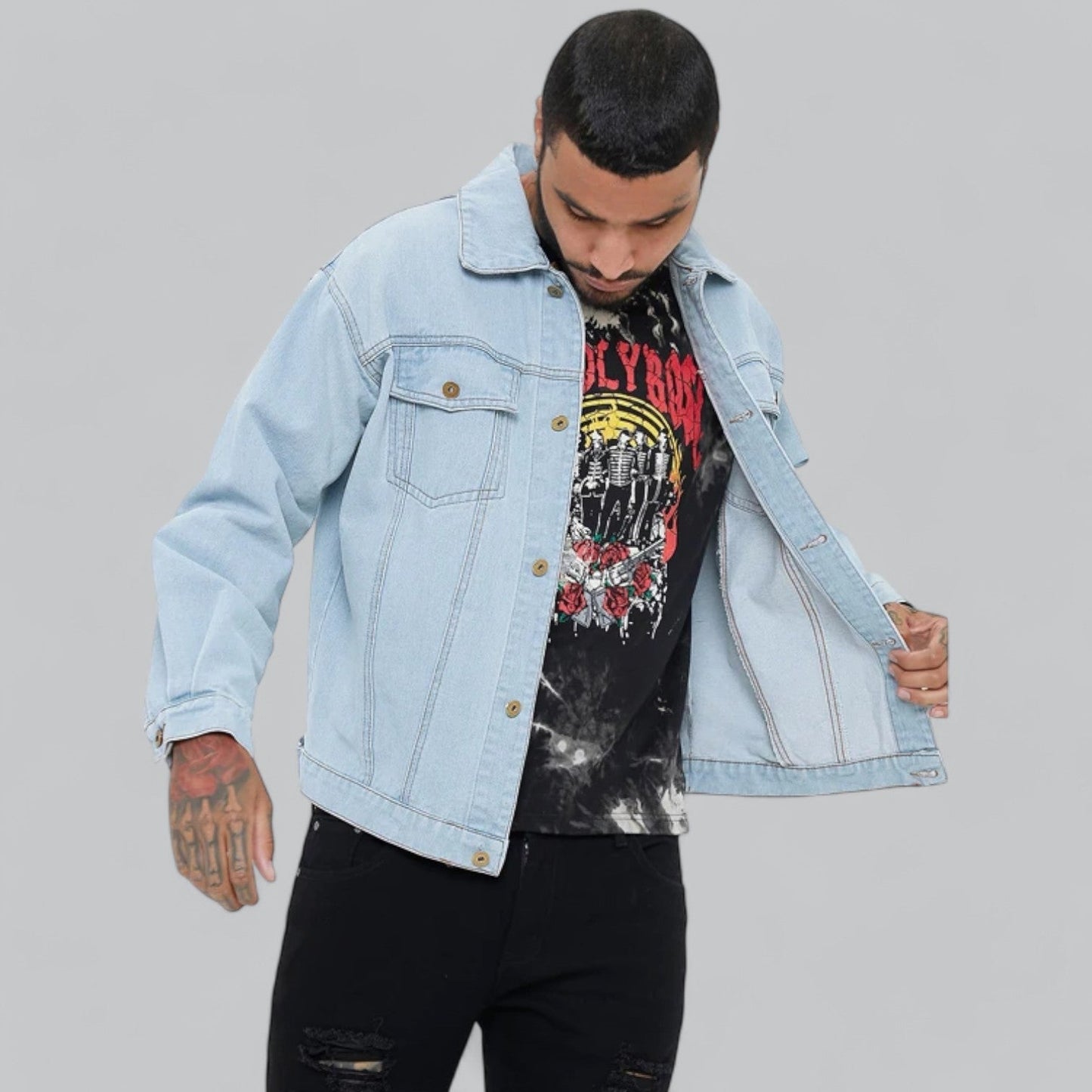 Bequeme Herren Jeansjacke Modern Schnitt - IdealeKleiden