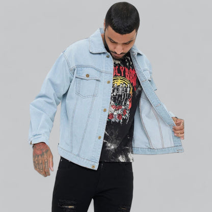 Bequeme Herren Jeansjacke Modern Schnitt - IdealeKleiden