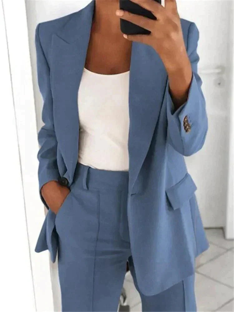 Elegantes Damen Blazer-Set 2-teilig Modern Stil - IdealeKleiden