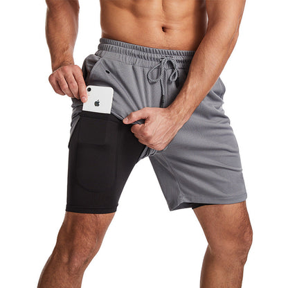 Short de bain homme 2-en-1 sportif avec cordon de serrage