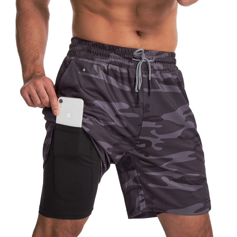 Short de bain homme 2-en-1 sportif avec cordon de serrage