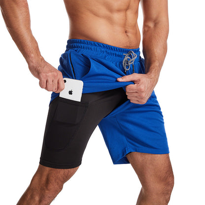 Short de bain homme 2-en-1 sportif avec cordon de serrage