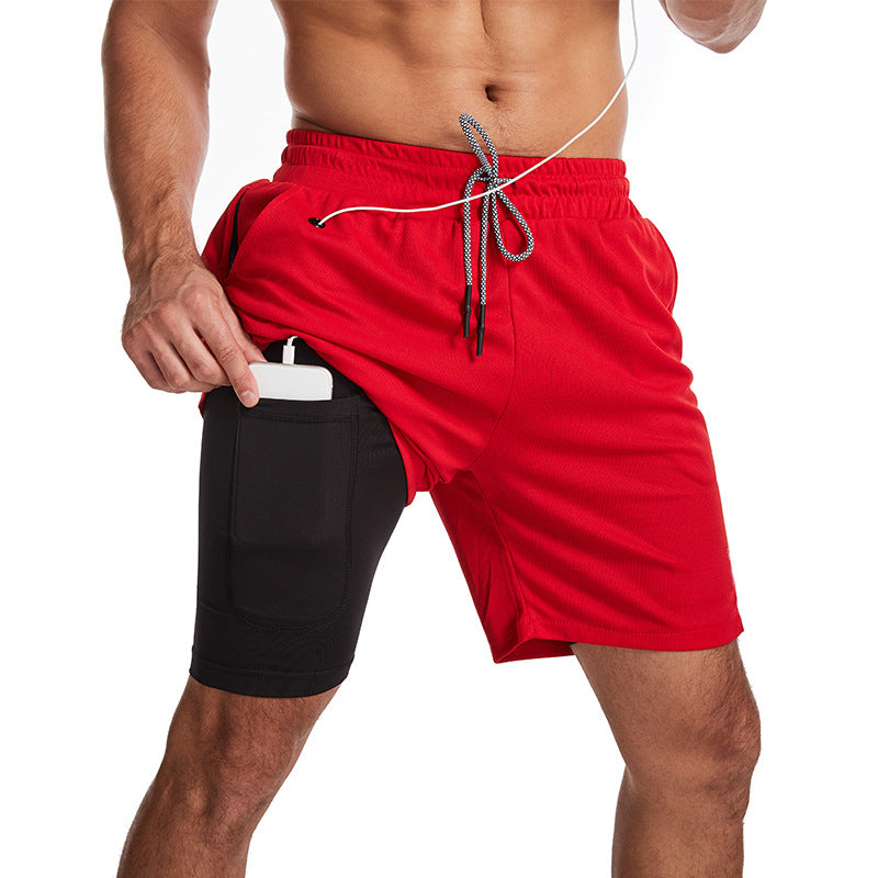 Short de bain homme 2-en-1 sportif avec cordon de serrage