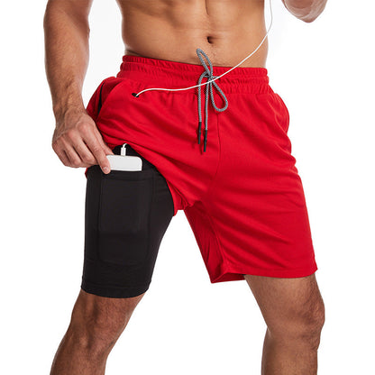 Short de bain homme 2-en-1 sportif avec cordon de serrage