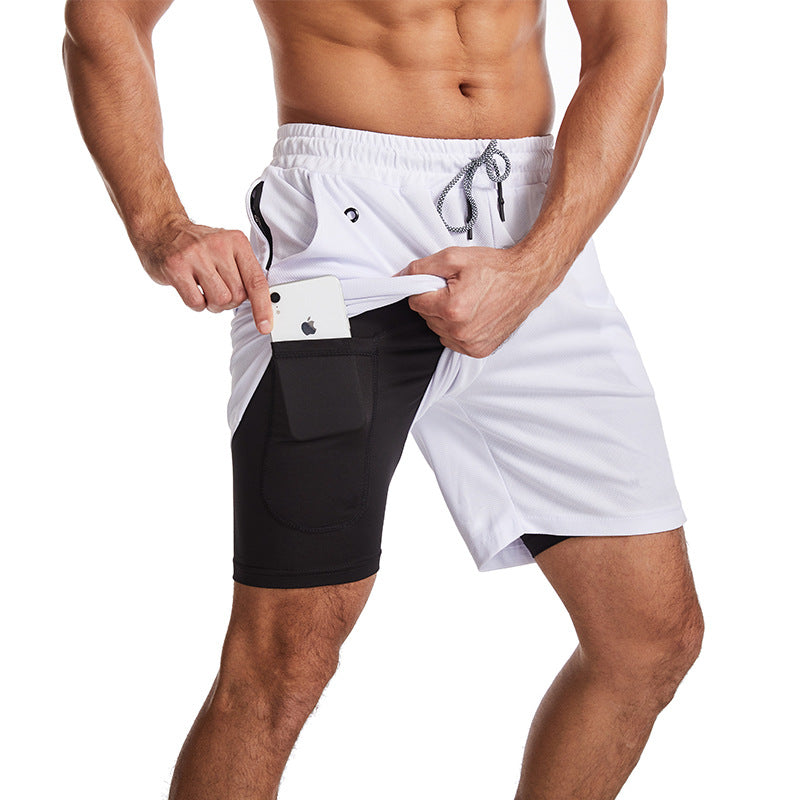 Short de bain homme 2-en-1 sportif avec cordon de serrage