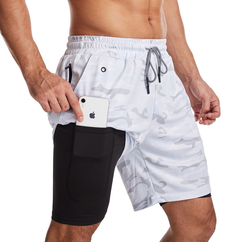 Short de bain homme 2-en-1 sportif avec cordon de serrage