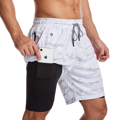Short de bain homme 2-en-1 sportif avec cordon de serrage