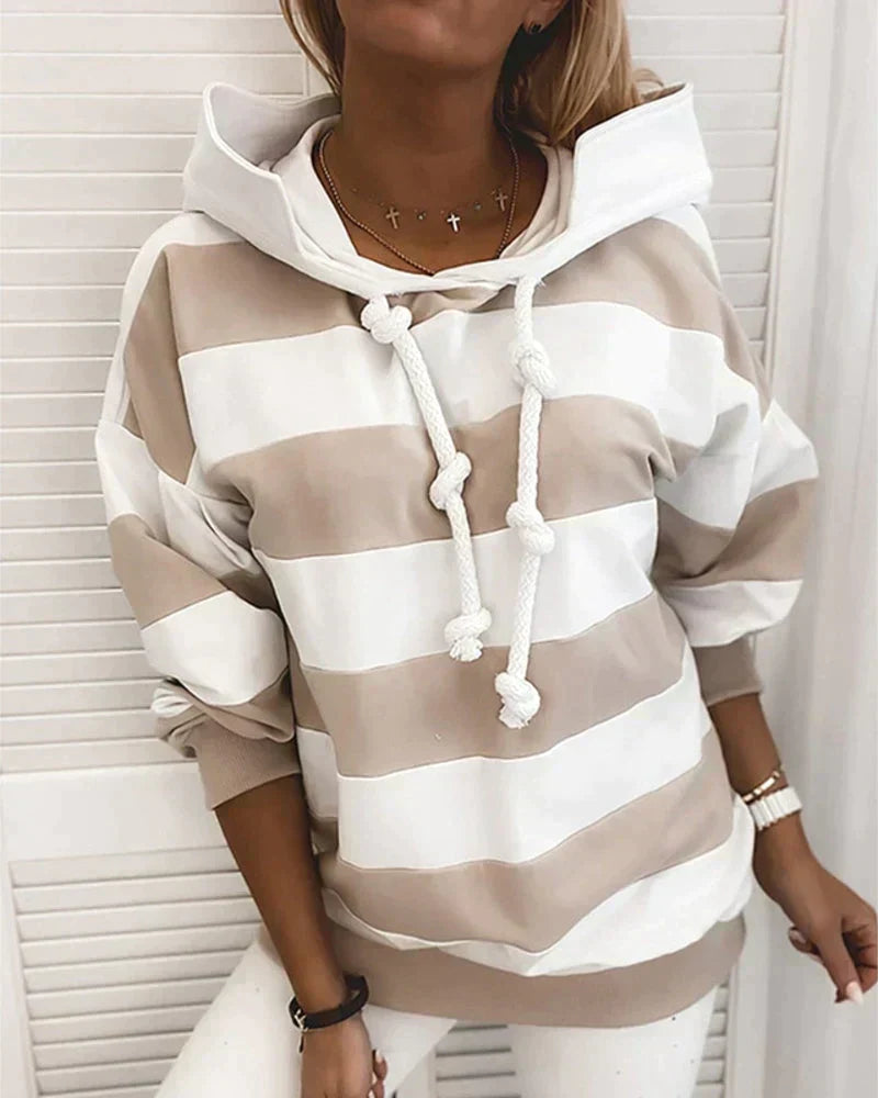 Sweat à capuche femme automne rayé moderne