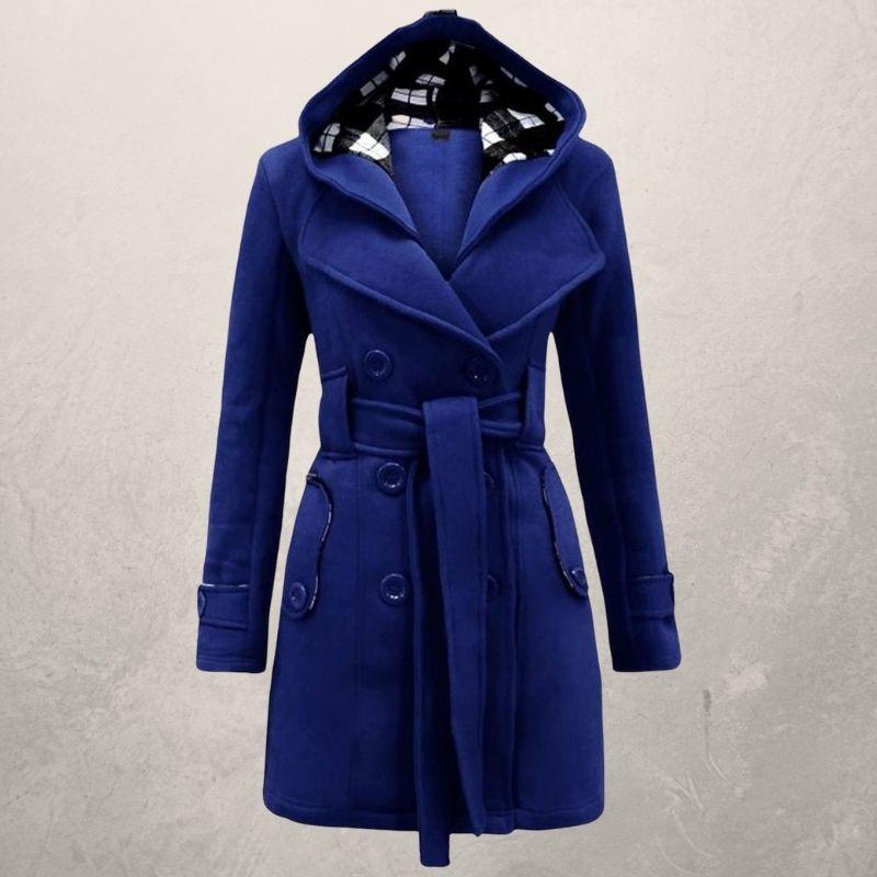Trench-coat classique croisé avec capuche