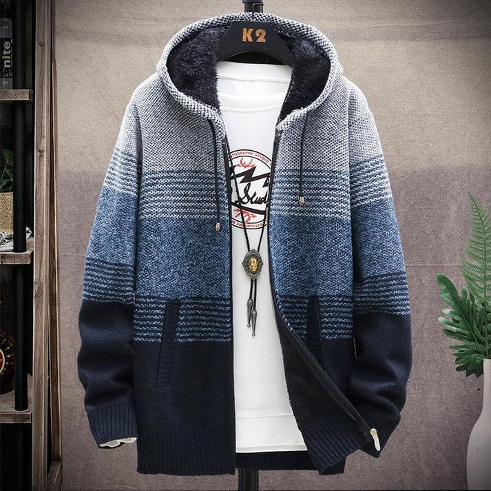Gilet long chaud à capuche pour homme