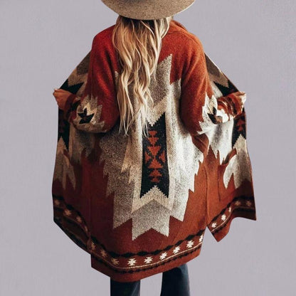 Long gilet en maille Géométrique Généreux Confortable