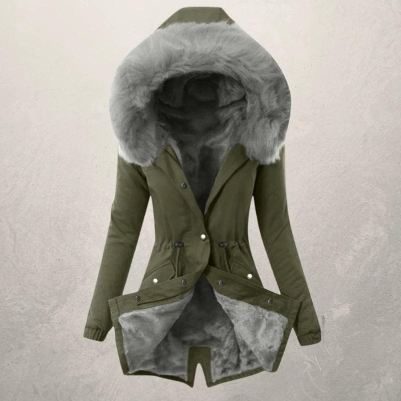Parka mi-long chaud pour femme avec doublure en fausse fourrure