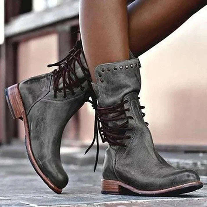 Bottes en cuir pour femme à lacets Élégance