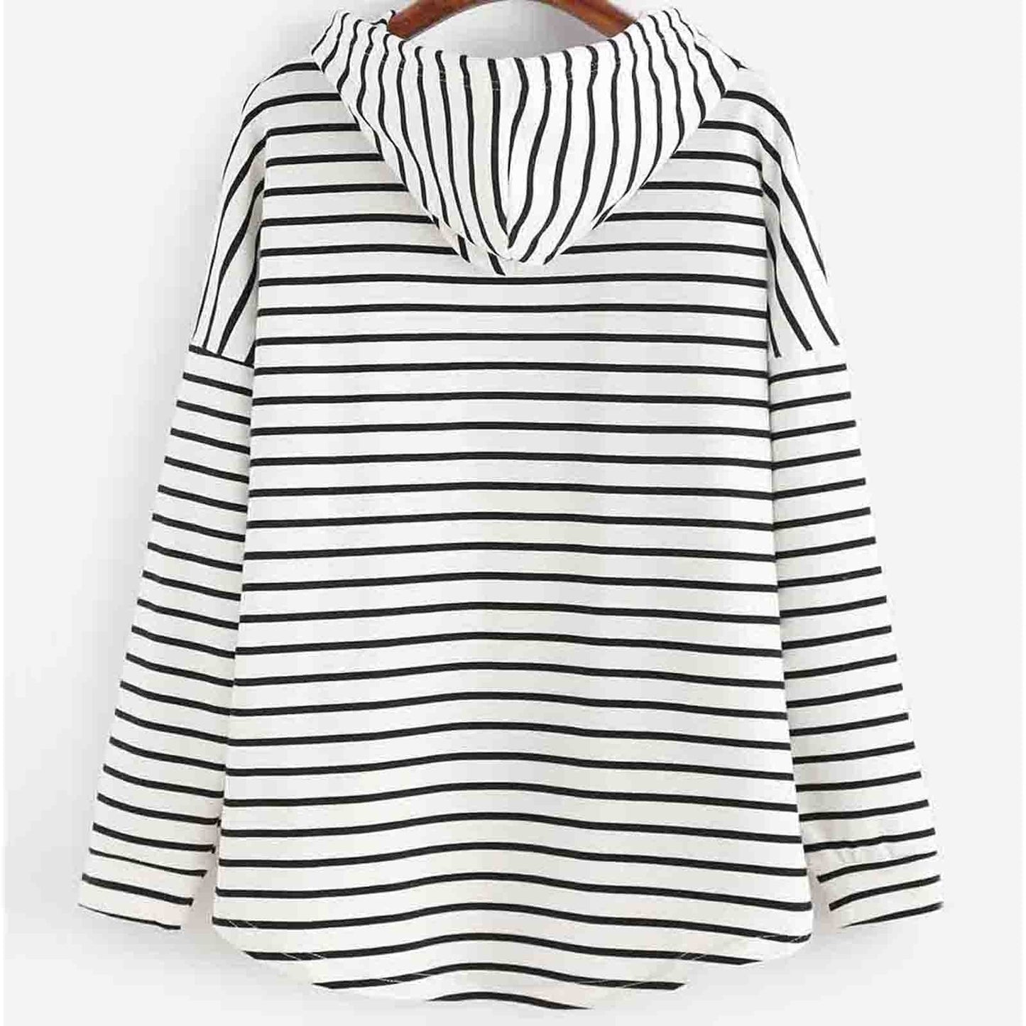 Kapuzenpullover Streifenmuster Bequem Locker - IdealeKleiden
