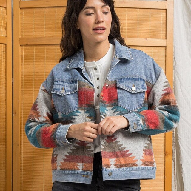 Veste aztèque élégante multicolore aspect vintage