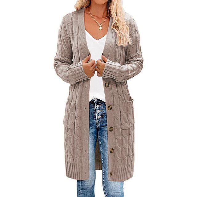 Long cardigan enveloppant femme, maille, design élégant
