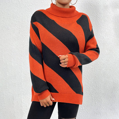 Robe rayée | Pull tricoté décontracté pour femme