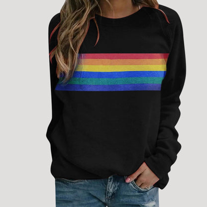 Sweat-shirt Femme Rayures Arc-en-ciel Multicolores