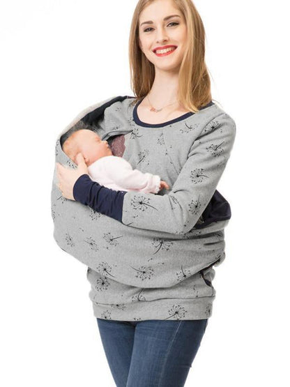 Pull-over de grossesse Allaitement Pratique Imprimé floral