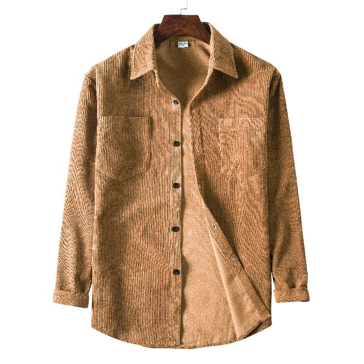 Chemise en velours côtelé pour homme, coupe moderne structurée avec poches poitrine