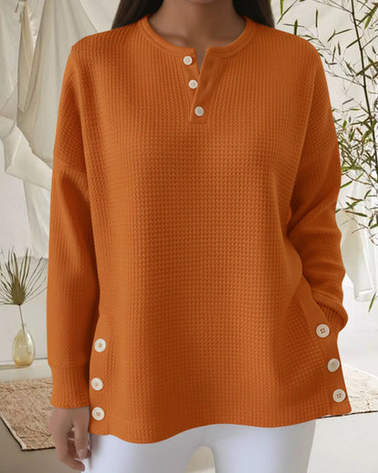 Sweat-shirt gaufré décontracté pour femme