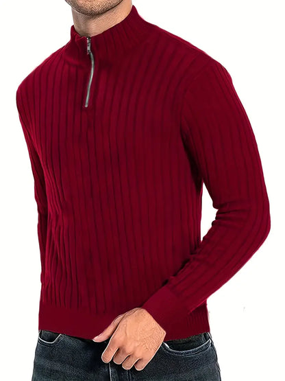 Pull col roulé homme moderne demi-zip