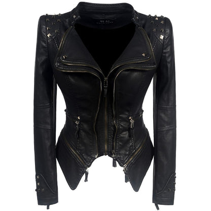 Blouson motard en cuir, style ajusté