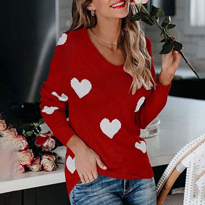 Pull en tricot pour femme motif cœur élégant