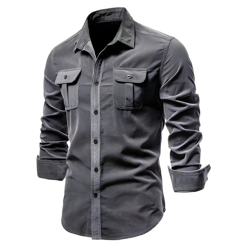 Chemise en velours côtelé homme moderne marron