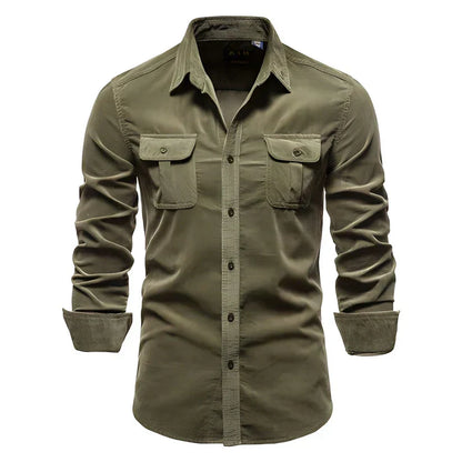 Chemise en velours côtelé homme moderne marron
