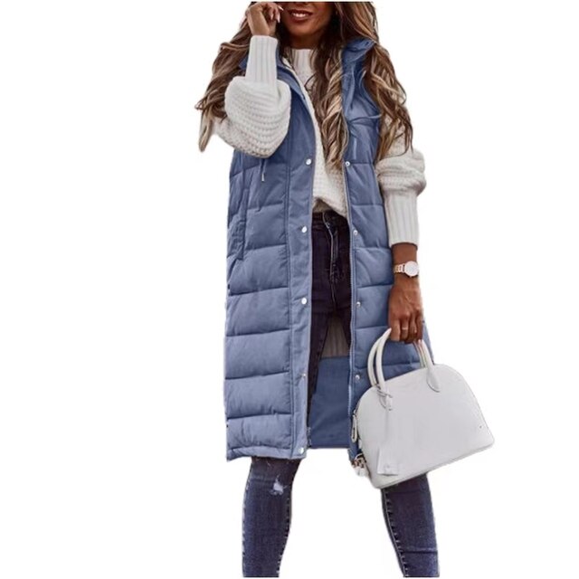 Manteau long d'hiver pour femme sans manches élégant