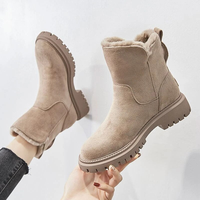 Bottes chaudes pour femme avec fermeture éclair noires