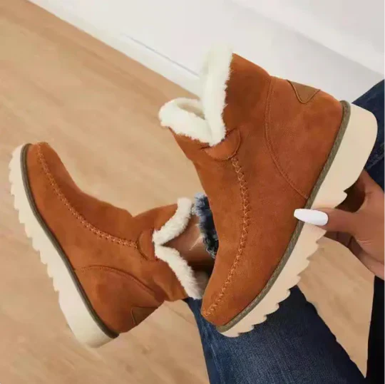 Bottes souples en peluche pour femme Qualité peau de mouton