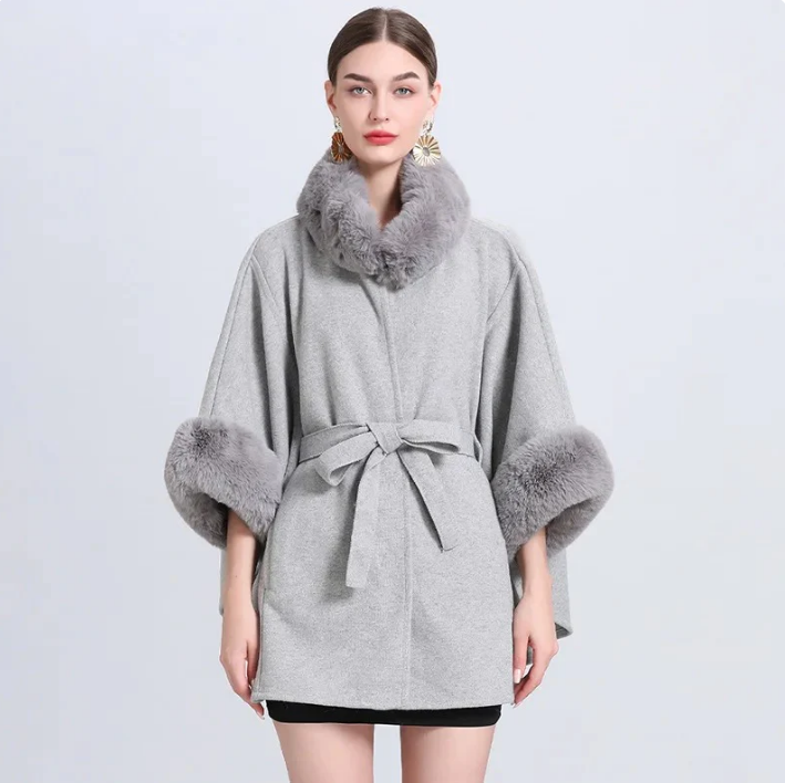 Manteau Cape Femme Hiver Élégant