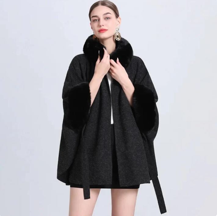 Manteau Cape Femme Hiver Élégant