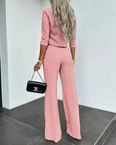 Elegante Frauenkleidung | Co-Ord-Set Crop-Top und Wide-Hose - IdealeKleiden