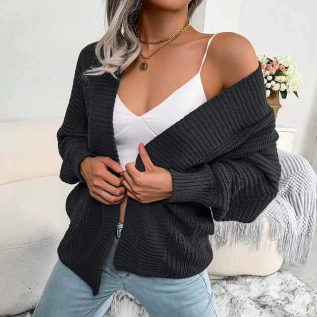 Gilet Femme Tricoté Automne Moderne Ouvert