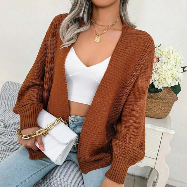 Gilet Femme Tricoté Automne Moderne Ouvert